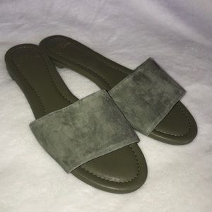 J.crew new/never worn olive suede slides sz 9